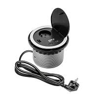 Розетка круглая врезная CHARGER AE-BPW1U2UCH-80 (French) 2xUSB 5V 2A, с проводом 1,5м, серый — купить оптом и в розницу в интернет магазине GTV-Meridian.