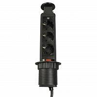 Блок розеток выдвижной 3 розетки (Schuko), max 3500W, 250V, max 16A с проводом 1,8м с вилкой , черный — купить оптом и в розницу в интернет магазине GTV-Meridian.
