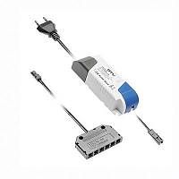 Блок питания для светодиодов 220/12V 7W, IP20, 6хMINI АМР, с проводами и дистрибьютором — купить оптом и в розницу в интернет магазине GTV-Meridian.
