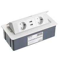 Блок розеток настольный SOFT 2 розетки AE-PBSUC2GS-10 (Schuko) 2xUSB, белый, с проводом 1,5 метра — купить оптом и в розницу в интернет магазине GTV-Meridian.