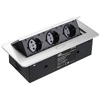 Блок розеток прямоугольный выдвижной 3 розетки (Schuko), max 2700W, 250V, с проводом 2,0 метра, серый — купить оптом и в розницу в интернет магазине GTV-Meridian.