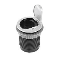 Розетка круглая врезная CHARGER MINI (Schuko), 60 мм, 1xUSB 2,4A, провод 1,9м, алюминий — купить оптом и в розницу в интернет магазине GTV-Meridian.