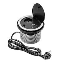 Розетка круглая врезная CHARGER AE-BPW1S2UCH-80 (Schuko), 2xUSB, 5V, 2A, провод 1,5м, серый — купить оптом и в розницу в интернет магазине GTV-Meridian.
